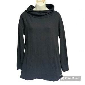 Calvin Klein performance black cowl neck tunic length top kangaroo pouch